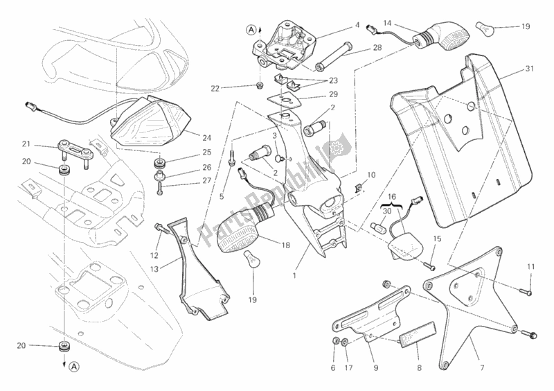 Todas as partes de Luz Traseira Aus do Ducati Superbike 848 EVO 2013